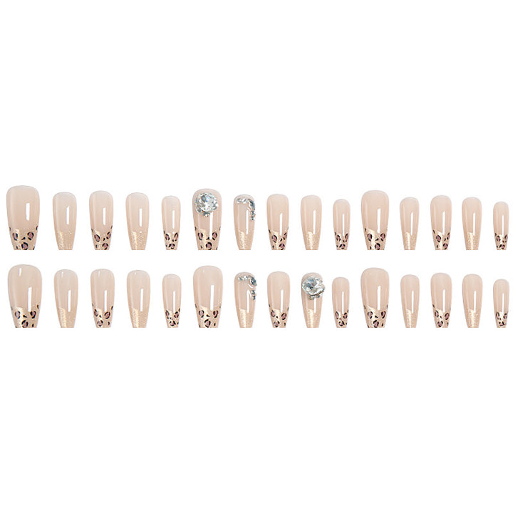 Artificial nail set with glitter and leopard design Stornfield