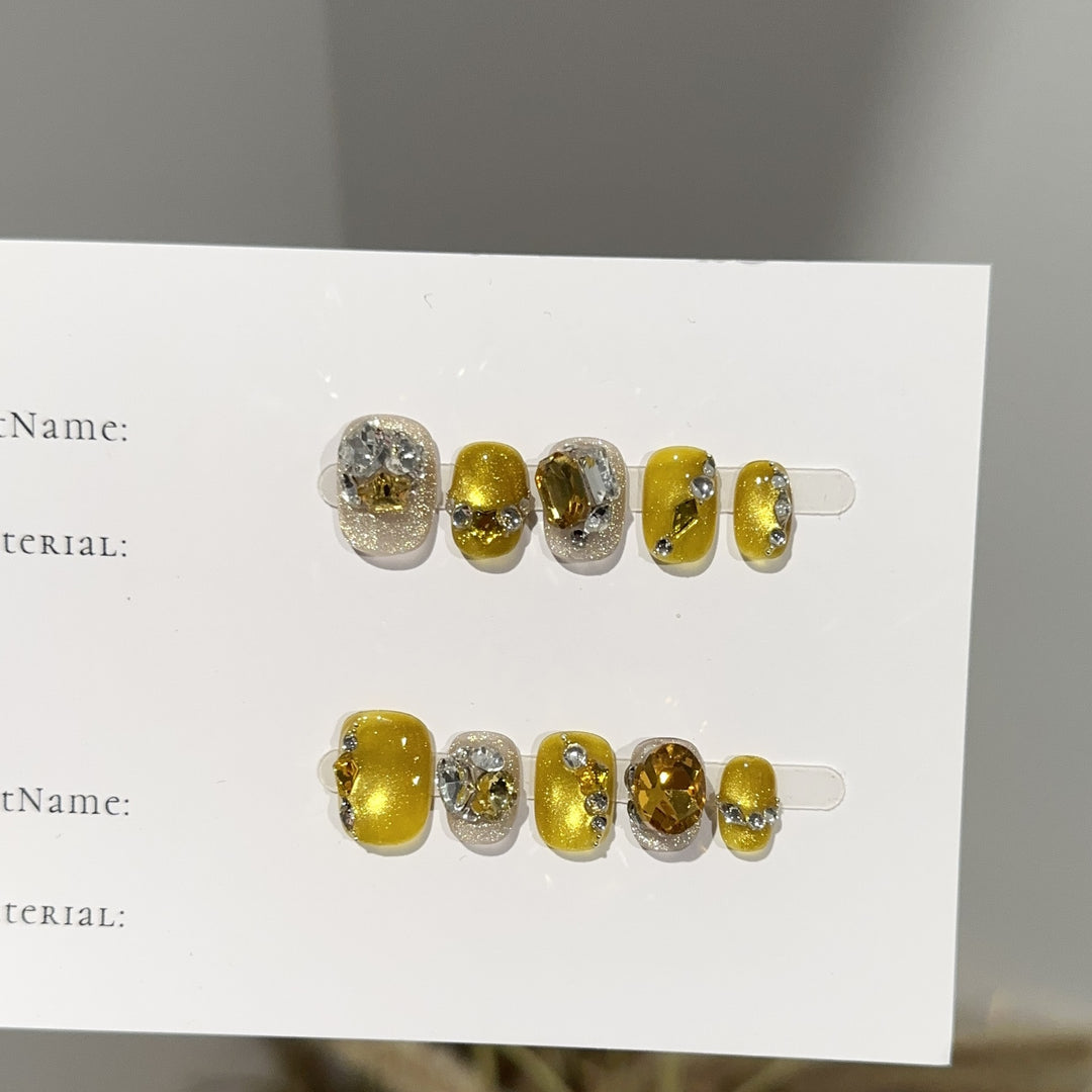 Glamorous Rhinestone-Embellished Press-On Nails