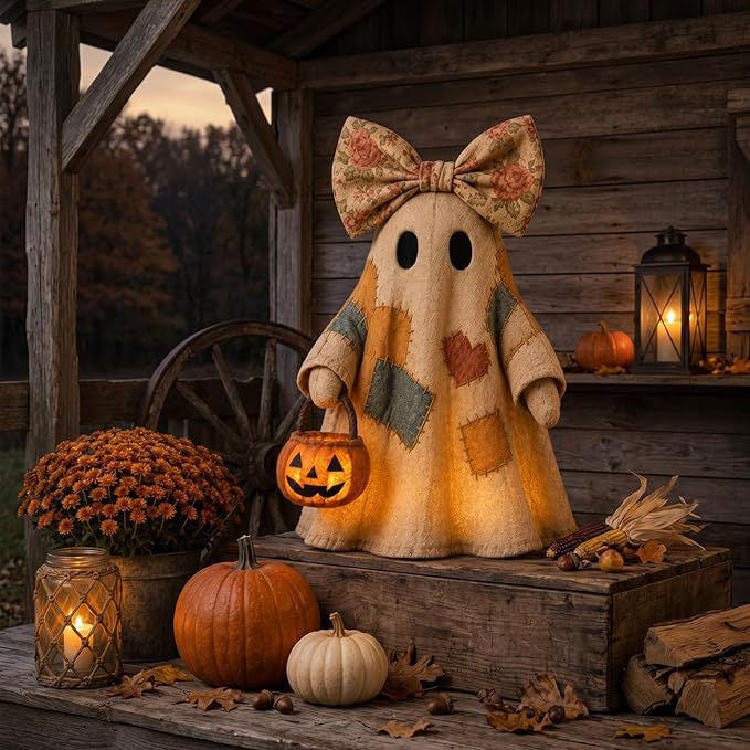 Decorative Ghost Figure with Bow Stornfield