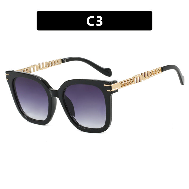 Ladies trendy square sunglasses with elegant frame and stylish gold accent Stornfield