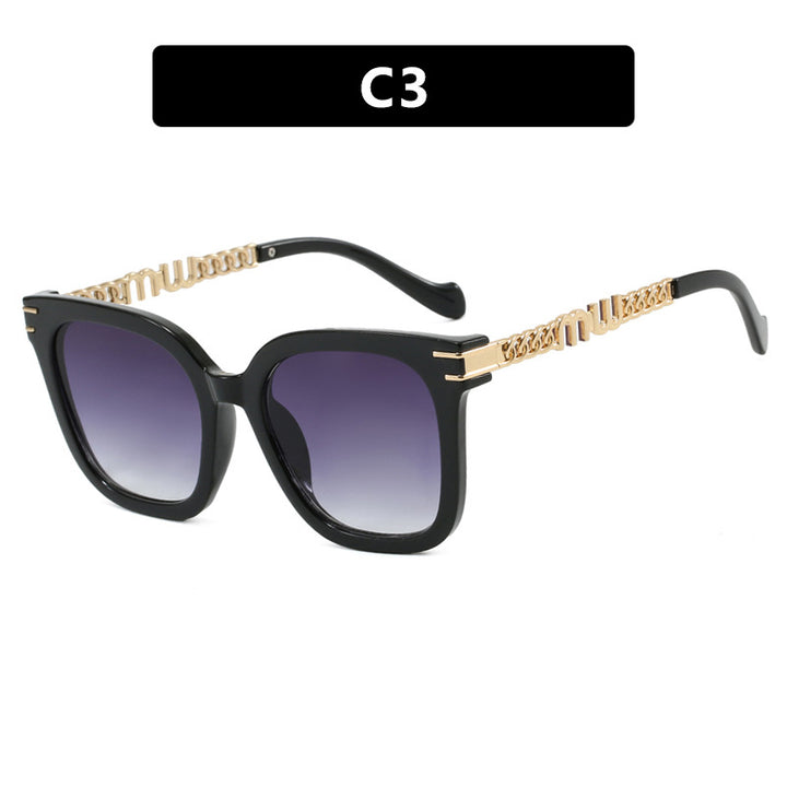 Ladies trendy square sunglasses with elegant frame and stylish gold accent Stornfield
