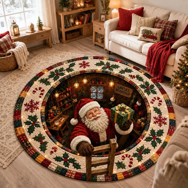 3D Holiday-Themed Round Area Rug
