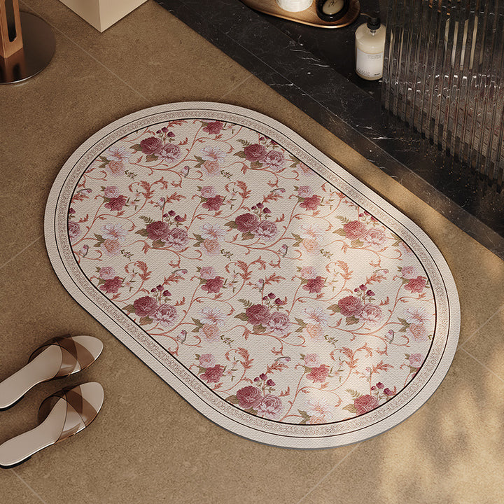 Floral Design Bathroom Mat