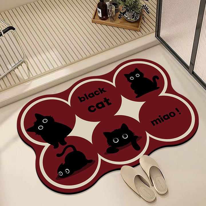 Playful Cat-Themed Bath Mat