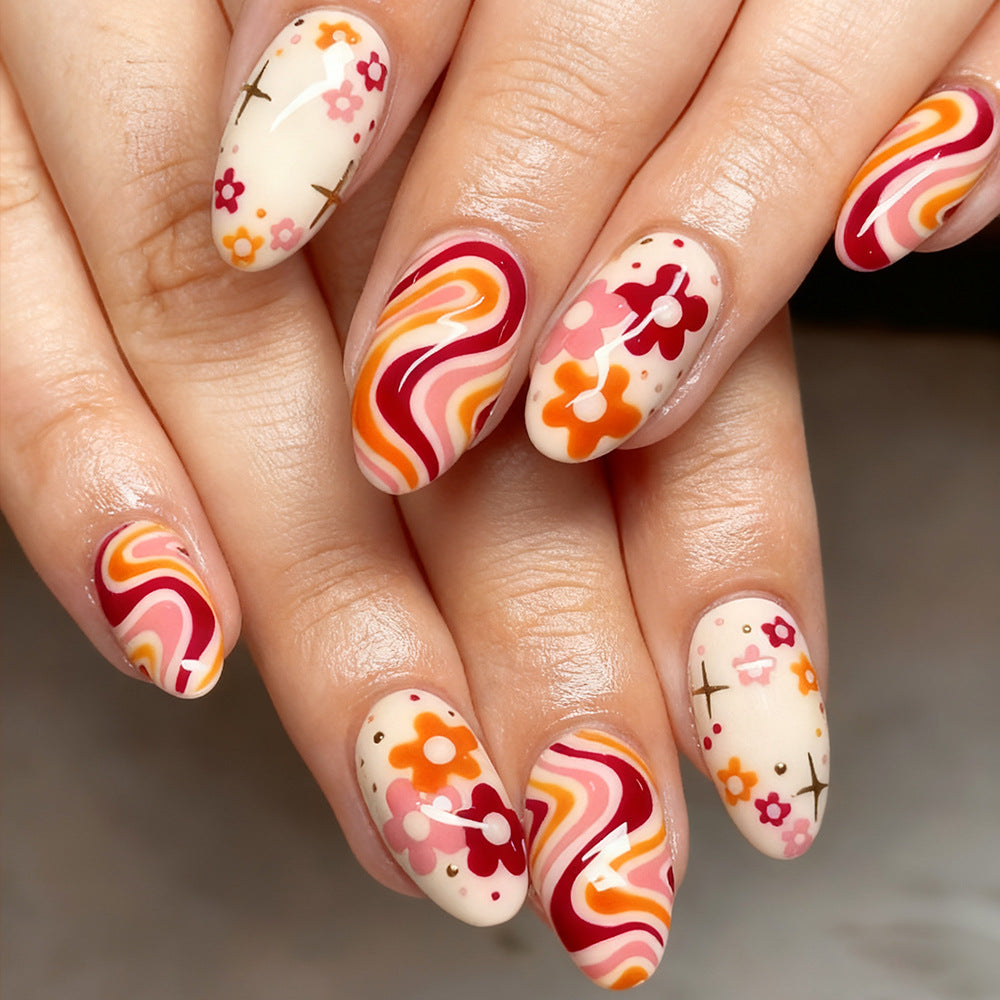 Retro Floral Nail Art Design Stornfield