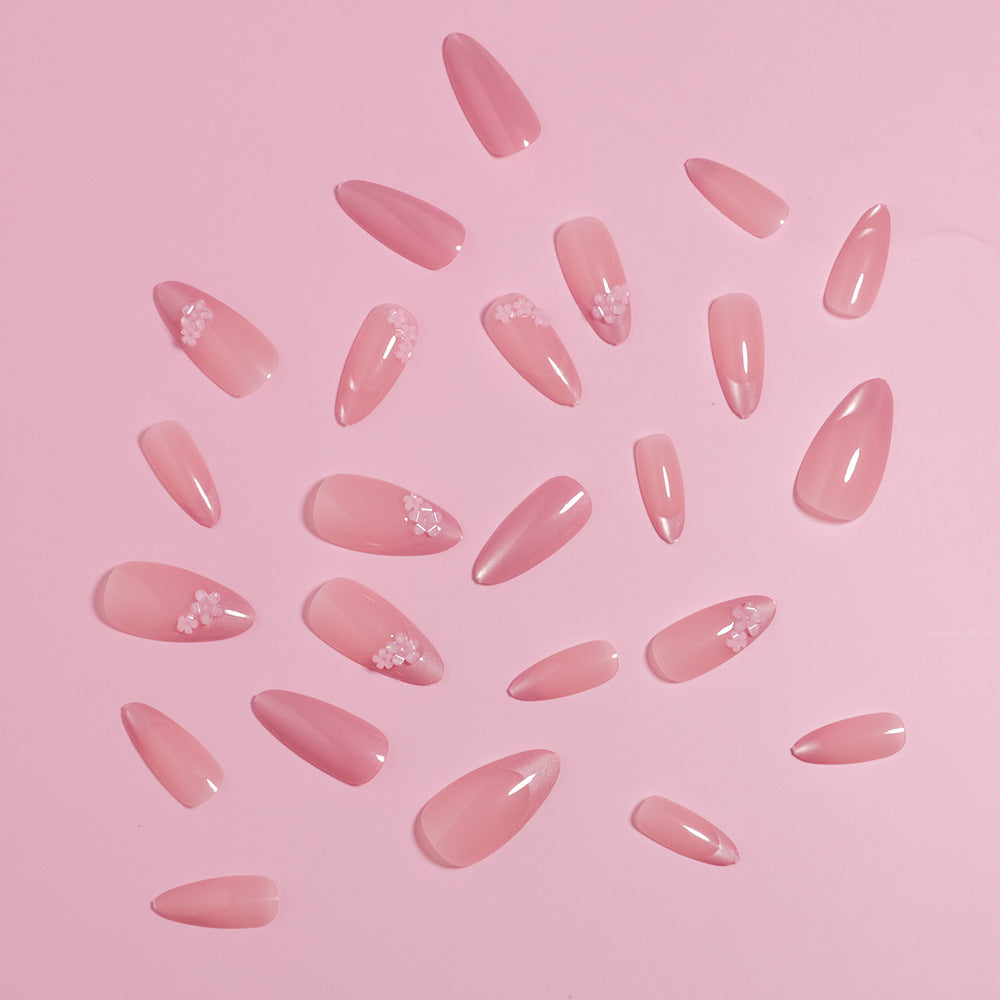 Floral Accent Almond-Shaped Press-On Nails Stornfield