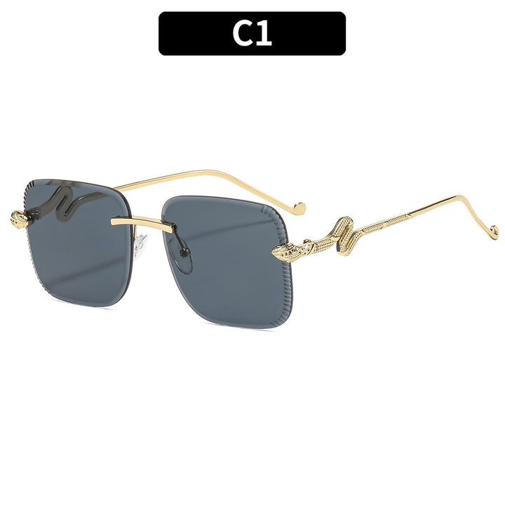 Fashionable Square Frame Sunglasses with Snake Accents