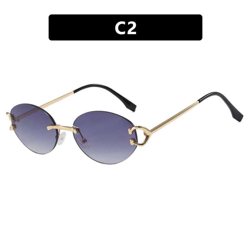 Women's elegant oval-shaped sunglasses with fashionable metal frame Stornfield