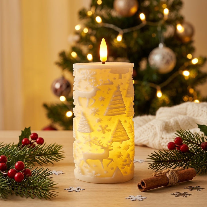 LED Christmas Candle with Festive Design