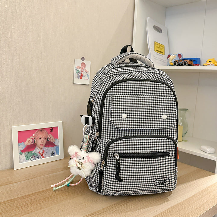 Gingham Print Multi-Pocket Backpack Stornfield
