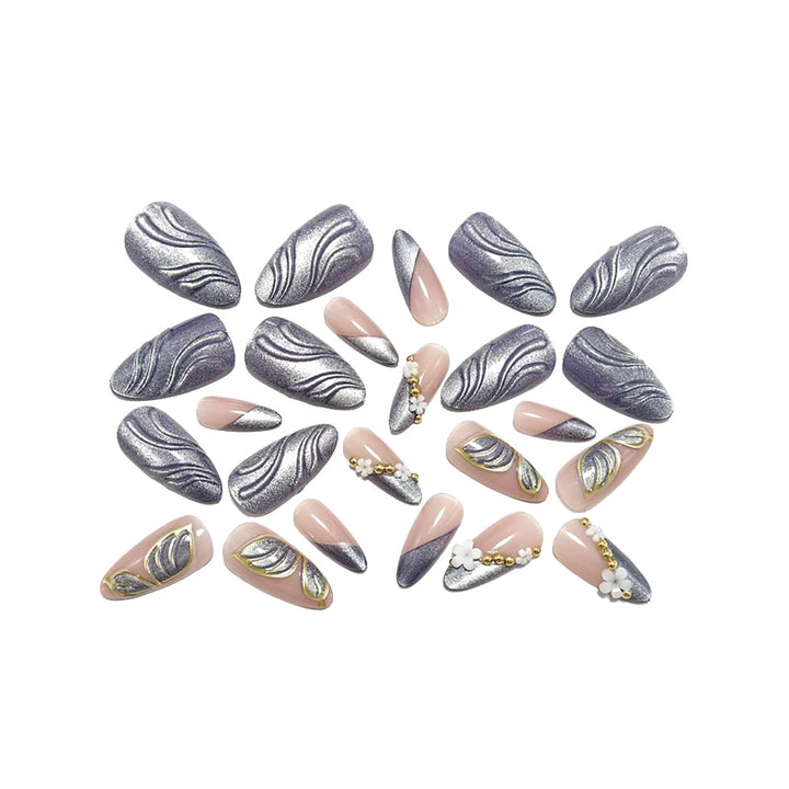 Artificial Nails In Elegant Flower and Leaf Design Stornfield