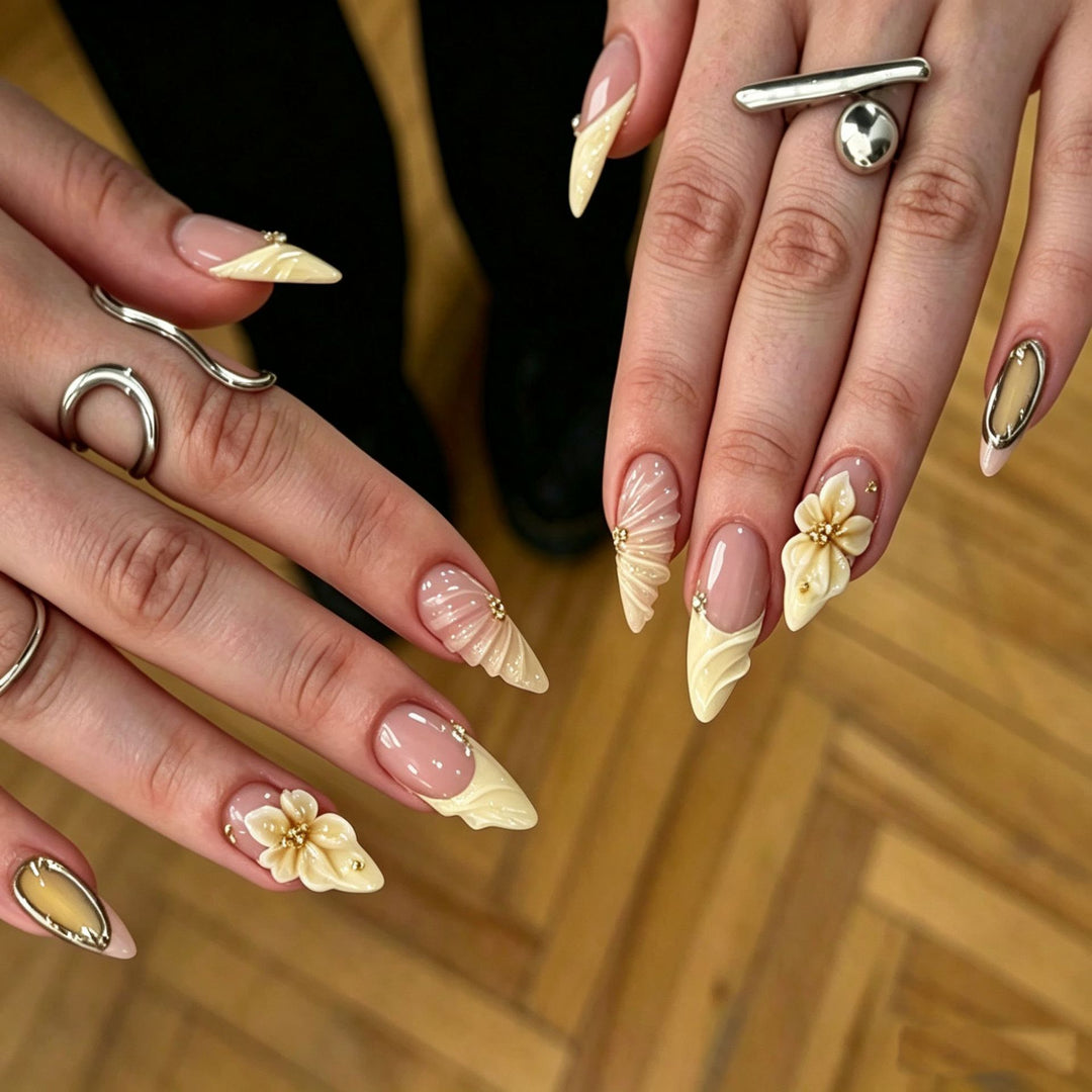 Elegant Press-On Nail Tips with Decorative Bow Stornfield