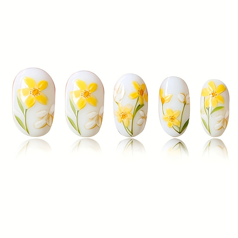 Floral-Themed Press-On Nail Art Set Stornfield