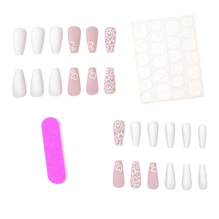 Heart-Embellished Gel Nail Art Extensions Stornfield