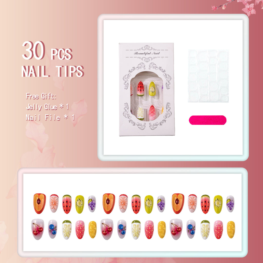 Artistic Fruit-Inspired Press-On Nail Art Set