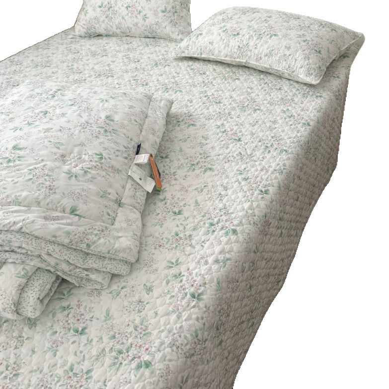 Breathable Cotton Floral Duvet Cover Set with Quilted Lightweight Comforter & Pillow Shams