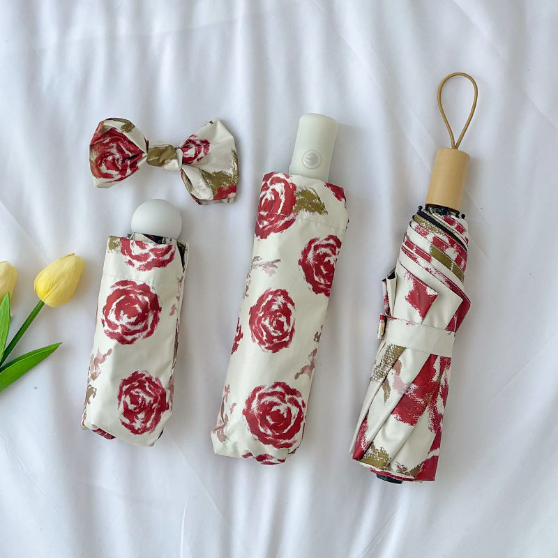 Women's Automatic Folding Umbrella with Floral Pattern Stornfield