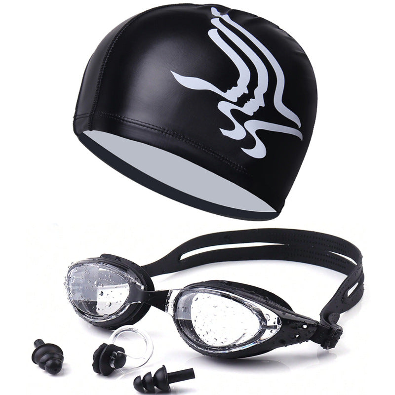 Swim set with hydrodynamic swimming goggles and Stornfield swim cap