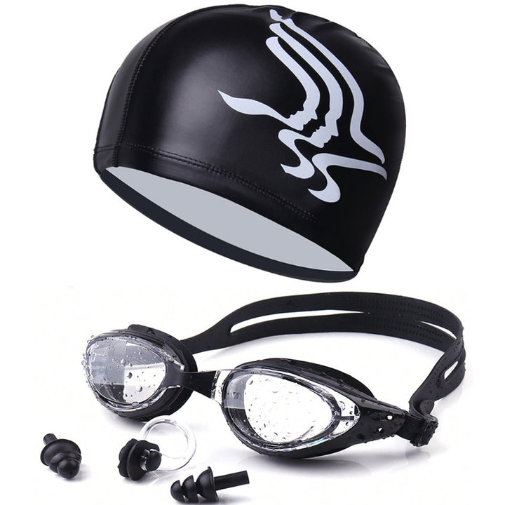 Swim set with hydrodynamic swimming goggles and Stornfield swim cap