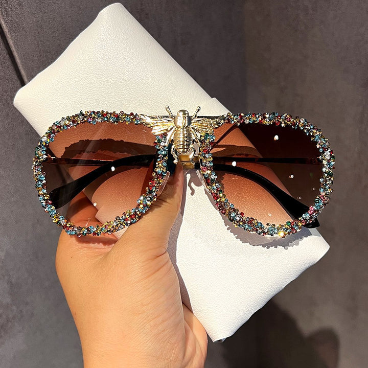 Women Glamorous Oversized Sunglasses with Unique Decorative Frame Stornfield