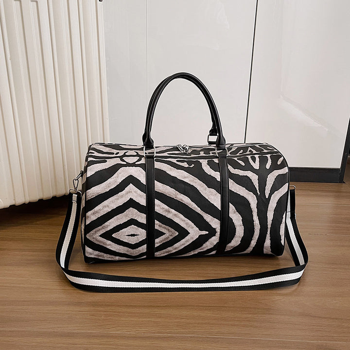 Sporty travel bag in trendy zebra pattern Stornfield