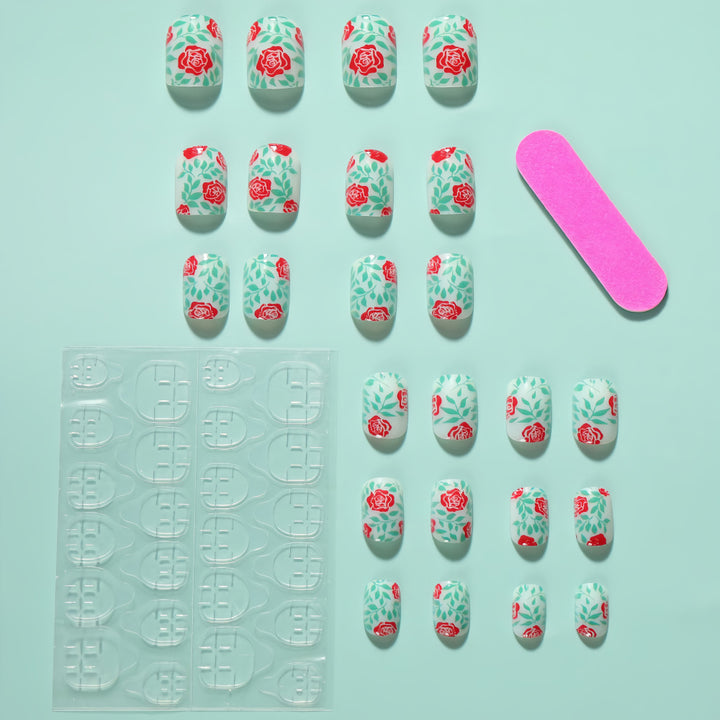 Artificial nails with romantic rose pattern Stornfield