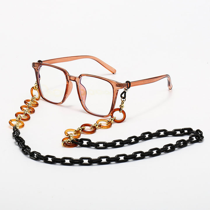 Fashionable Square Frame Glasses with Decorative Chain Stornfield