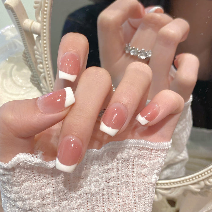 Elegant French Tip Press-On Nail Design Stornfield