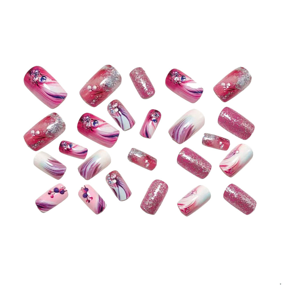 Glamorous artificial nails with filigree glitter decorations Stornfield