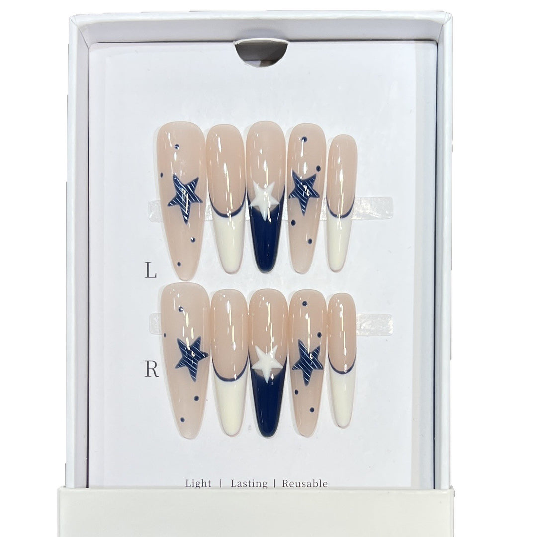 Artistic Stiletto Press-On Nail Set with Celestial Design Stornfield