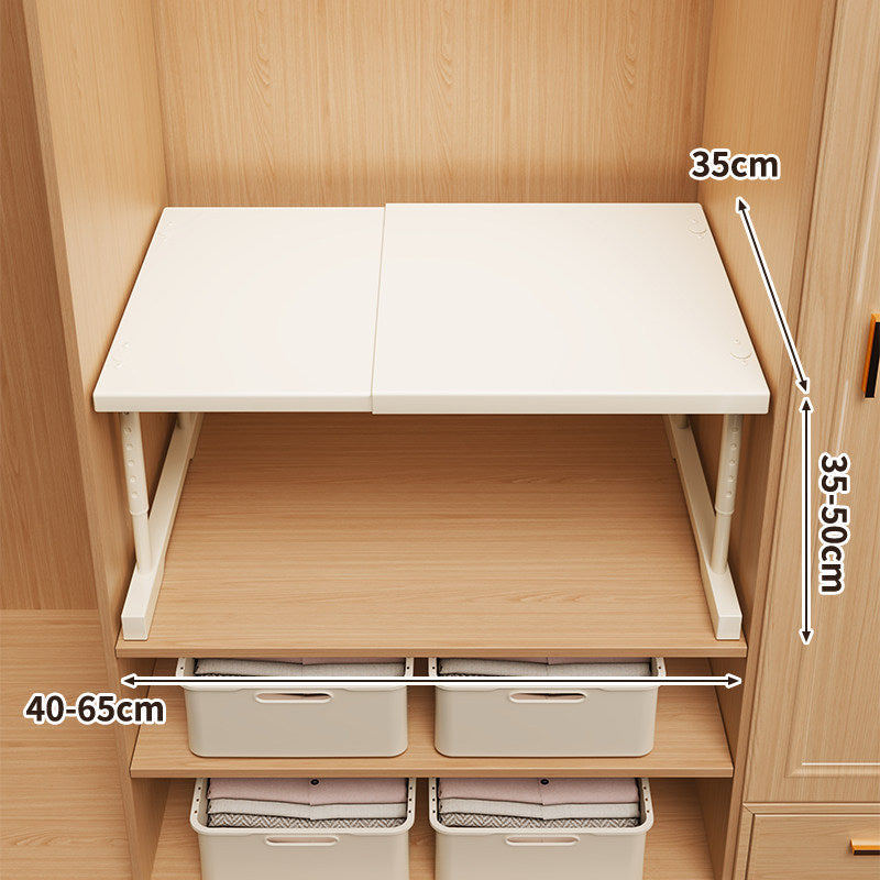 Adjustable Fold-Over Closet Shelf with Telescopic Support Brackets