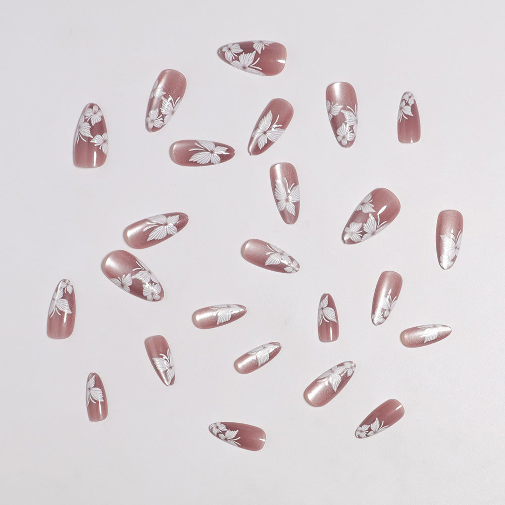 Premium Artistic Press-On Nails Set with Floral Accents Stornfield