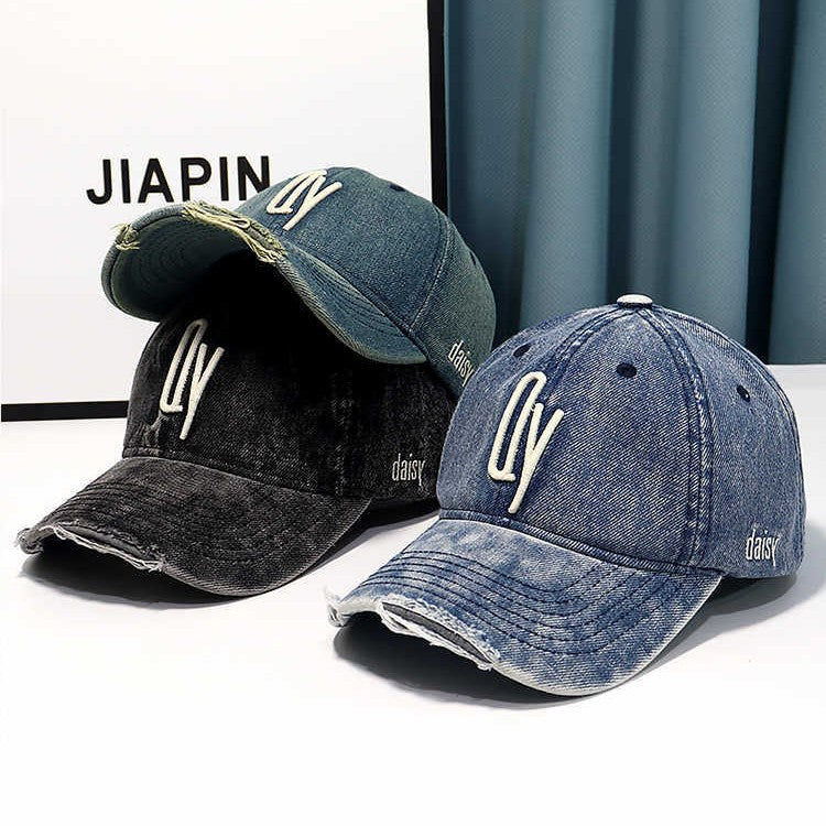 Women's Distressed Denim Embroidered Baseball Cap Stornfield