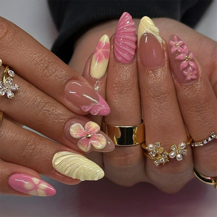 Artistic Floral Press-On Nails Stornfield