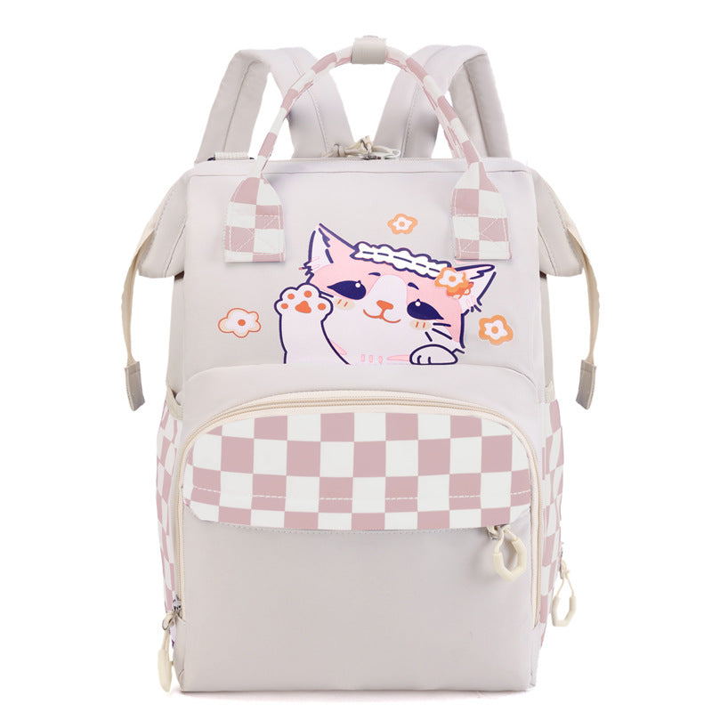 Playful Cat-Themed Multi-Pocket Backpack Stornfield