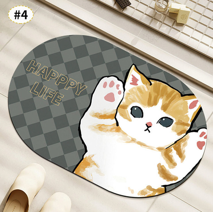 Cute Cat-Themed Plush Bath Mat