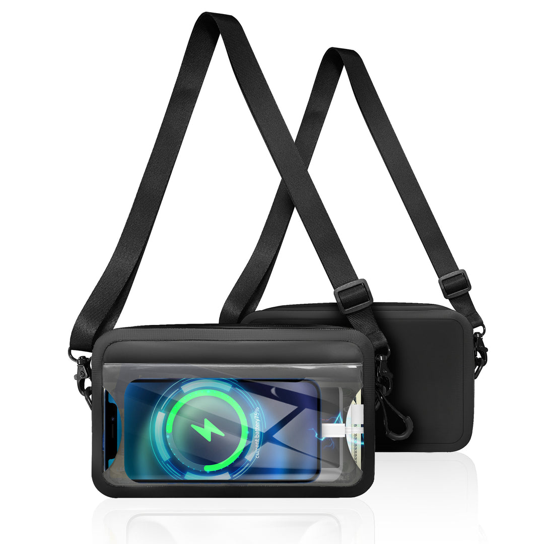 Waterproof shoulder bag with transparent smartphone case Stornfield