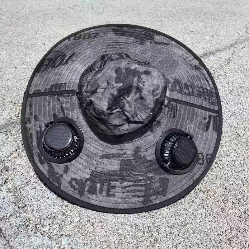 Ventilated outdoor fishing hat with two rechargeable fans, waterproof material and adjustable chin strap Stornfield