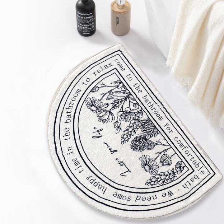 Floral-Themed Bath Mat for Bathroom