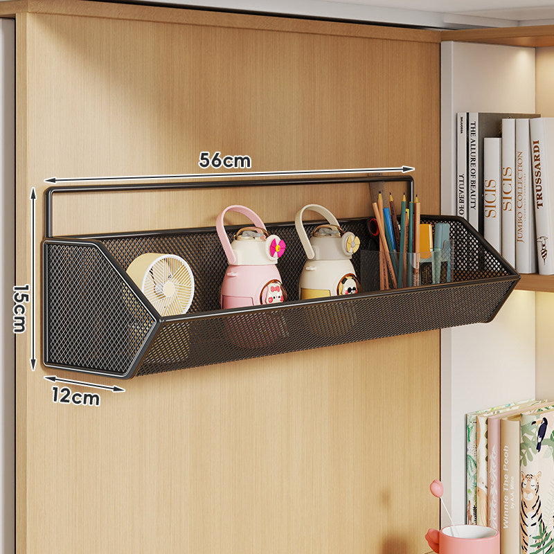 Mesh Hanging Wall Storage Basket Shelf with Over-Cabinet Hook and Ventilated Steel Design
