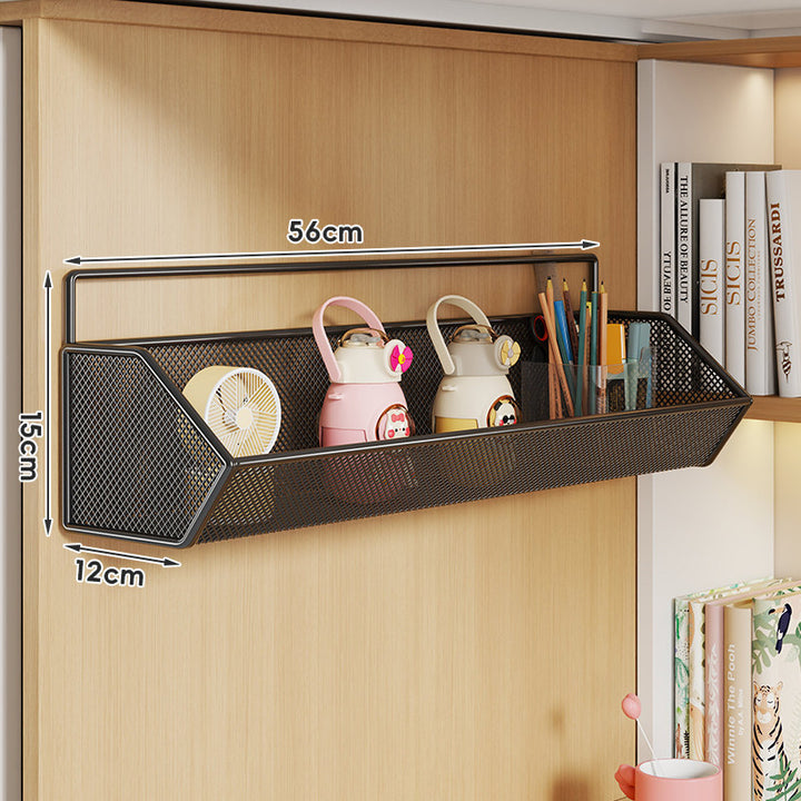 Mesh Hanging Wall Storage Basket Shelf with Over-Cabinet Hook and Ventilated Steel Design