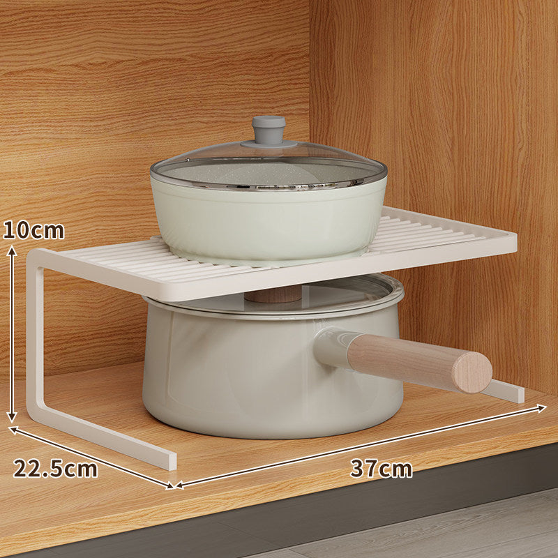 Compact Space-Saving Kitchen Countertop Pot and Pan Organizer Shelf Riser