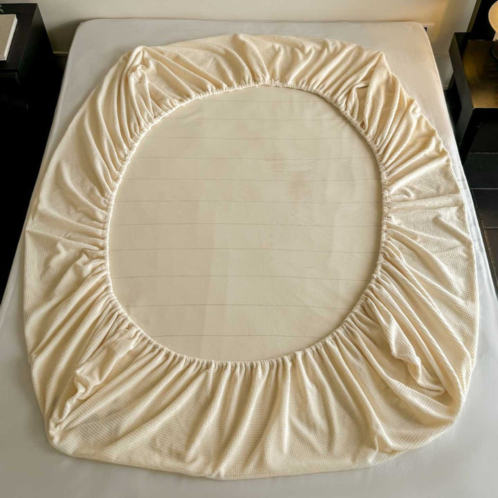 Corduroy Textured Fitted Bed Sheet and Pillowcase Set with Embroidered Panda Accents