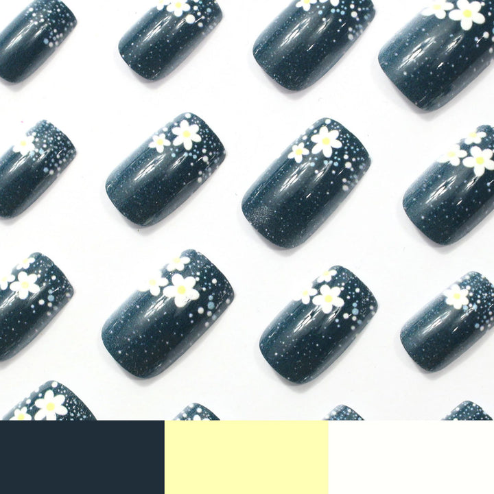 Floral Glitter Acrylic Nail Art Extensions Stornfield