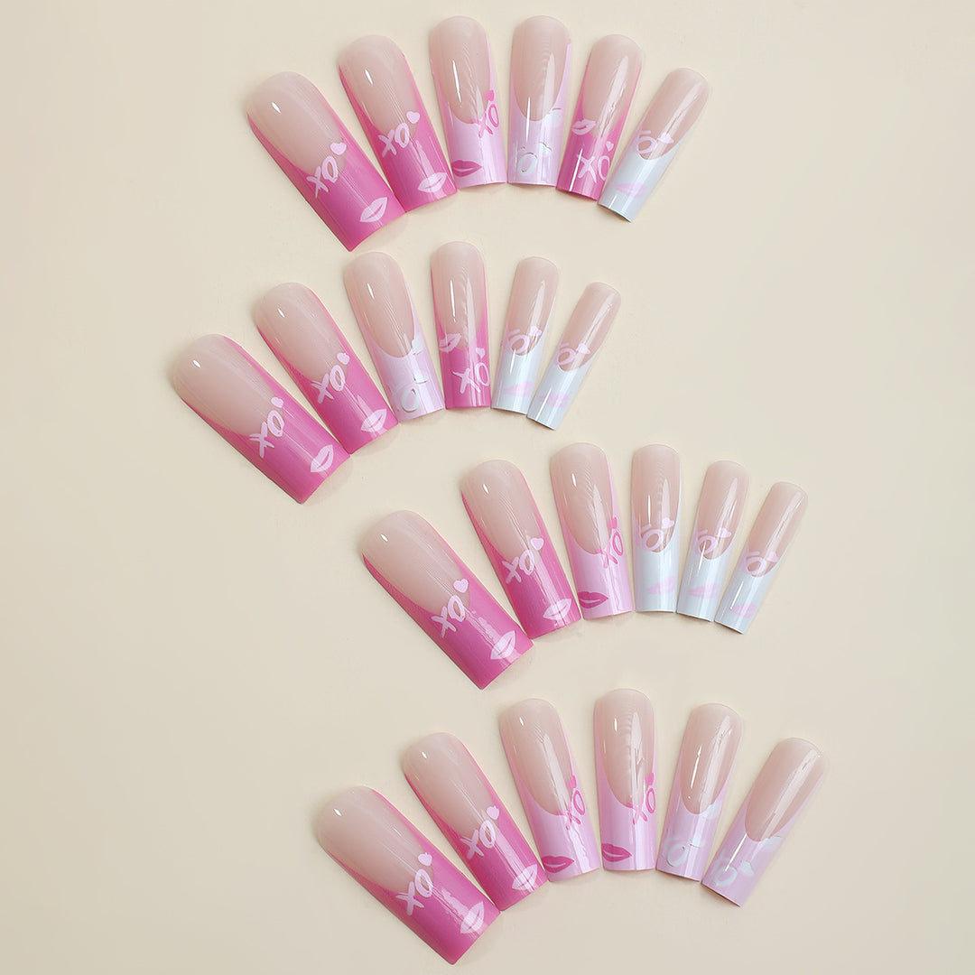 Artistic Press-On Nails Set with Elegant Gradient Design Stornfield