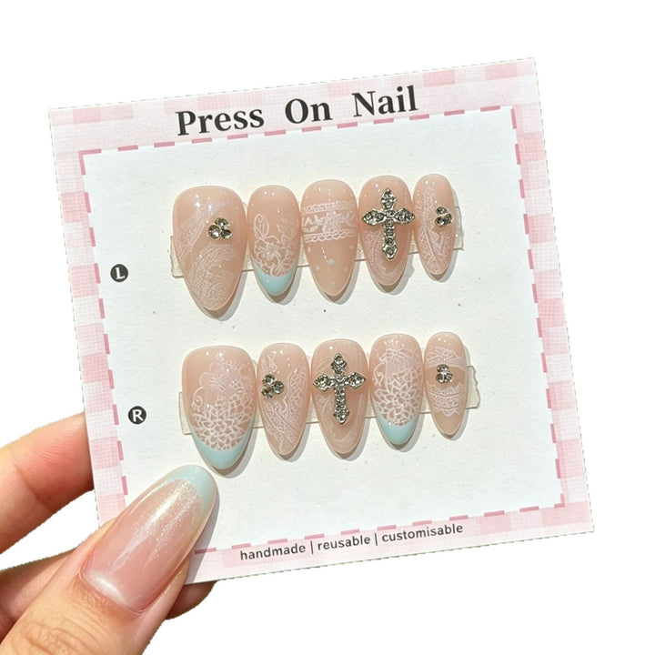 Decorative Press-On Nail Set with Customizable Designs