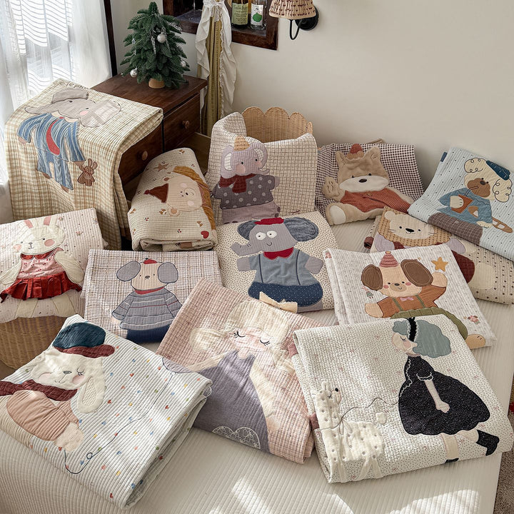 Quilted Bunny Applique Comforter and Pillowcase Set