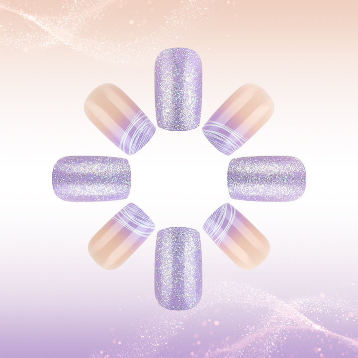 Elegant Press-On Nail Art Set with Glamorous Glitter Accents Stornfield
