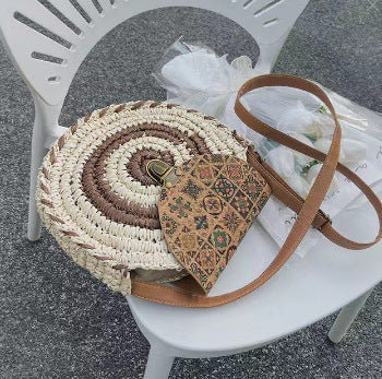 Round Bast Bag with Adjustable Leather Strap Stornfield