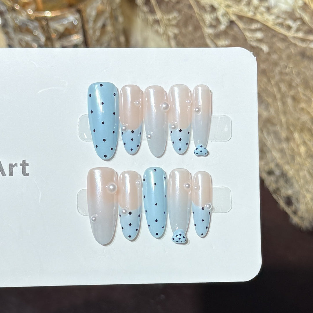 Decorative Press-On Nail Set with Unique Dot Design Stornfield